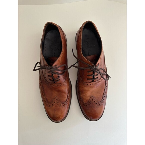 Cole Haan brown leather brogued wingtip oxford dress shoes main image 4
